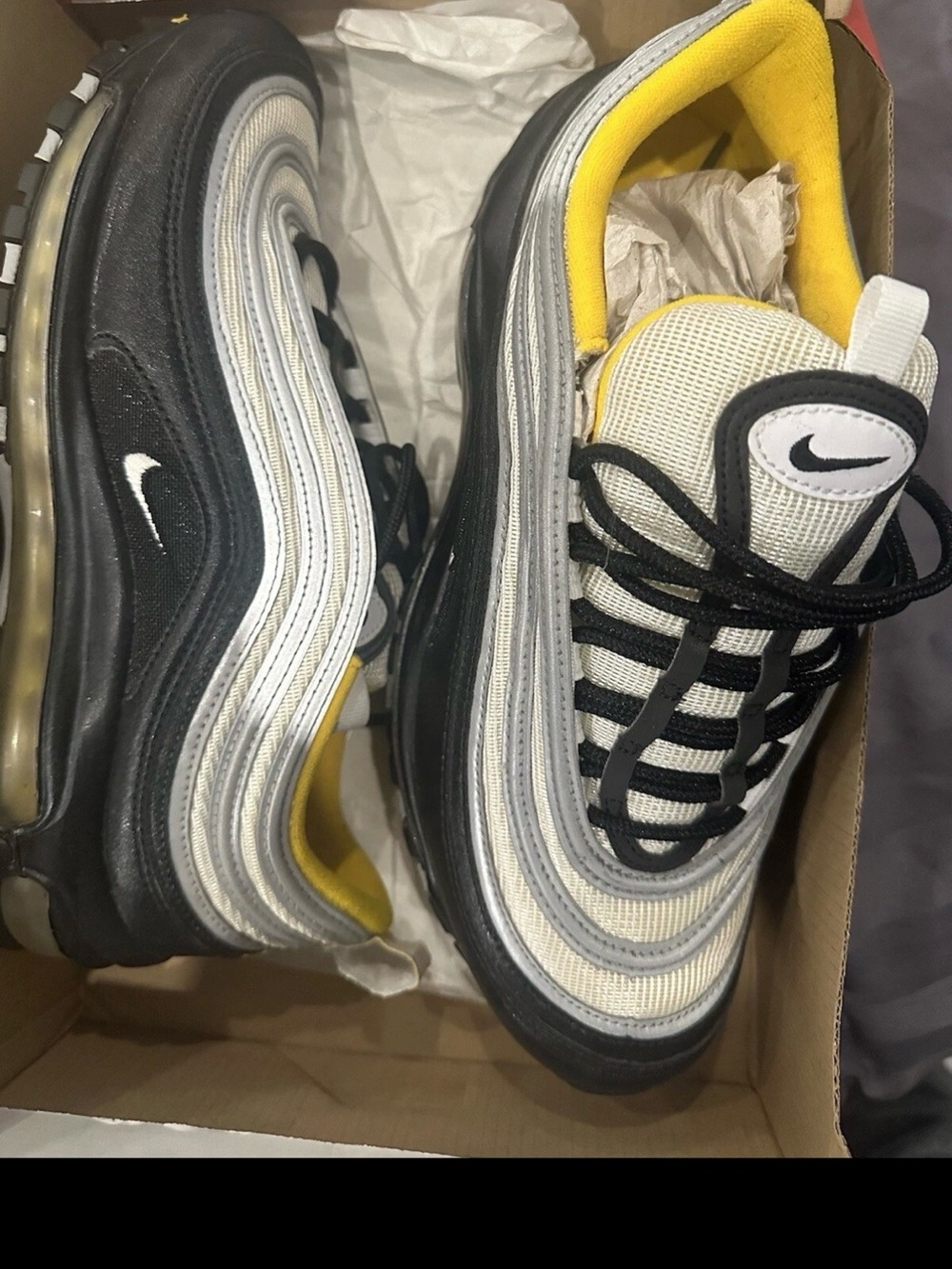 Nike Men’s Air Max 97 Sneakers - Black, Gray & Yellow Steelers. Brand new
